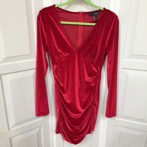 SBetro Red Velvet Dress w/ Ruched Sides